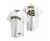 Men's Nike Milwaukee Brewers #46 Corey Knebel White Alternate Stitched Baseball Jersey