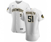 Men's Nike Milwaukee Brewers #51 Freddy Peralta White Home 2020 Authentic Player Baseball Jersey