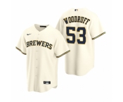 Men's Nike Milwaukee Brewers #53 Brandon Woodruff Cream Home Stitched Baseball Jersey