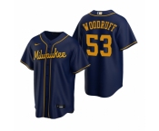 Men's Nike Milwaukee Brewers #53 Brandon Woodruff Navy Alternate Stitched Baseball Jersey