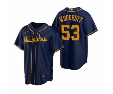 Men's Nike Milwaukee Brewers #53 Brandon Woodruff Navy Alternate Stitched Baseball Jersey