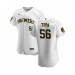 Men's Nike Milwaukee Brewers #56 Justin Topa White Home 2020 Authentic Player Baseball Jersey