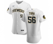 Men's Nike Milwaukee Brewers #56 Justin Topa White Home 2020 Authentic Player Baseball Jersey