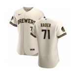 Men's Nike Milwaukee Brewers #71 Josh Hader Cream Home 2020 Authentic Player Baseball Jersey