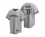 Men's Nike Milwaukee Brewers #71 Josh Hader Gray Road Stitched Baseball Jersey