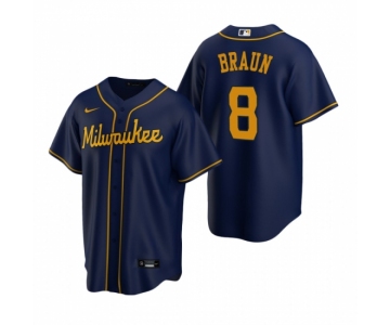 Men's Nike Milwaukee Brewers #8 Ryan Braun Navy Alternate Stitched Baseball Jersey