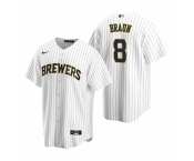 Men's Nike Milwaukee Brewers #8 Ryan Braun White Alternate Stitched Baseball Jersey