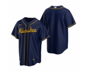 Men's Nike Milwaukee Brewers Blank Navy Alternate Stitched Baseball Jersey