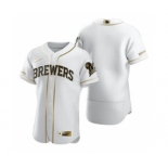 Men's Nike Milwaukee Brewers Blank White 2020 Authentic Golden Edition Baseball Jersey