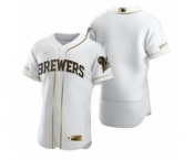 Men's Nike Milwaukee Brewers Blank White 2020 Authentic Golden Edition Baseball Jersey