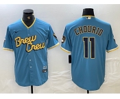 Milwaukee Brewers #11 Jackson Chourio Blue 2022 City Connect Cool Base Stitched Jersey