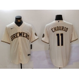 Milwaukee Brewers #11 Jackson Chourio Cream Stitched Cool Base Nike Jersey