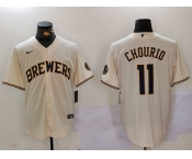 Milwaukee Brewers #11 Jackson Chourio Cream Stitched Cool Base Nike Jersey