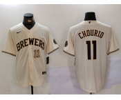 Milwaukee Brewers #11 Jackson Chourio Cream Stitched Cool Base Nike Jerseys