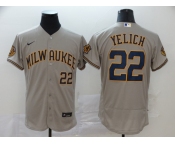 Nike Men's Milwaukee Brewers  #22 Christian Yelich Grey Alternate Flex Base Authentic Collection Baseball Jersey