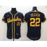 Nike Men's Milwaukee Brewers  #22 Christian Yelich Navy Blue  Alternate Flex Base Authentic Collection Baseball Jersey