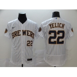 Nike Men's Milwaukee Brewers #22 Christian Yelich White Home Flex Base Authentic Collection Baseball Player Jersey