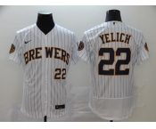 Nike Men's Milwaukee Brewers #22 Christian Yelich White Home Flex Base Authentic Collection Baseball Player Jersey