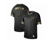 Men's Detroit Tigers #11 Sparky Anderson Authentic Black Gold Fashion Baseball Jersey