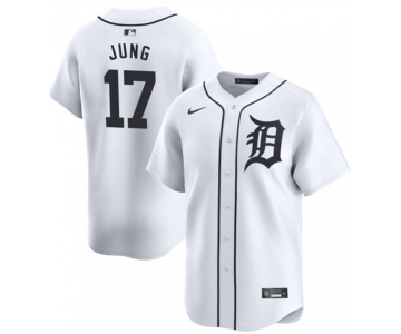 Men's Detroit Tigers #17 Jace Jung White 2024 Home Limited Stitched Baseball Jersey