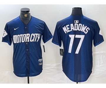 Men's Detroit Tigers #17 Parker Meadows Navy 2024 City Connect Cool Base Limited Stitched Jersey