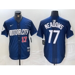 Men's Detroit Tigers #17 Parker Meadows Number Navy 2024 City Connect Cool Base Limited Stitched Jersey