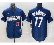 Men's Detroit Tigers #17 Parker Meadows Number Navy 2024 City Connect Cool Base Limited Stitched Jersey