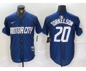 Men's Detroit Tigers #20 Spencer Torkelson 2024 Navy City Connect Cool Base Limited Stitched Jersey