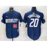 Men's Detroit Tigers #20 Spencer Torkelson Number 2024 Navy City Connect Cool Base Limited Stitched Jersey