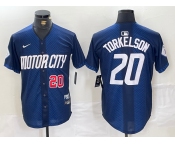 Men's Detroit Tigers #20 Spencer Torkelson Number 2024 Navy City Connect Cool Base Limited Stitched Jersey