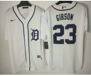 Men's Detroit Tigers #23 Kirk Gibson White Stitched Cool Base Jersey