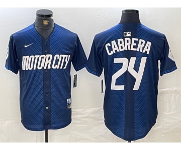 Men's Detroit Tigers #24 Miguel Cabrera Navy 2024 City Connect Cool Base Limited Stitched Jersey