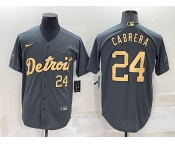 Men's Detroit Tigers #24 Miguel Cabrera Number Grey 2022 All Star Stitched Cool Base Nike Jersey