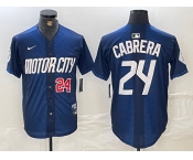 Men's Detroit Tigers #24 Miguel Cabrera Number Navy 2024 City Connect Cool Base Limited Stitched Jersey