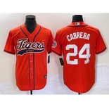 Men's Detroit Tigers #24 Miguel Cabrera Orange Cool Base Stitched Baseball Jersey