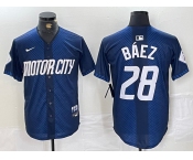 Men's Detroit Tigers #28 Javier Baez 2024 Navy City Connect Cool Base Limited Stitched Jersey