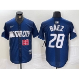 Mens Detroit Tigers #28 Javier Baez Number 2024 Navy City Connect Cool Base Limited Stitched Jersey