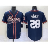 Men's Detroit Tigers #28 Javier Báez Navy Cool Base Stitched Baseball Jersey