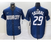 Men's Detroit Tigers #29 Tarik Skubal 2024 Navy City Connect Cool Base Limited Stitched Jersey