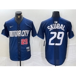 Men's Detroit Tigers #29 Tarik Skubal Number 2024 Navy City Connect Cool Base Limited Stitched Jersey