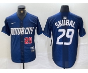 Men's Detroit Tigers #29 Tarik Skubal Number 2024 Navy City Connect Cool Base Limited Stitched Jersey