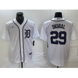 Men's Detroit Tigers #29 Tarik Skubal White Cool Base Stitched Jersey