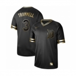 Men's Detroit Tigers #3 Alan Trammell Authentic Black Gold Fashion Baseball Jersey