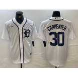 Men's Detroit Tigers #30 Kerry Carpenter White Cool Base Stitched Jersey