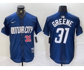 Men's Detroit Tigers #31 Riley Greene Number 2024 Navy City Connect Cool Base Limited Stitched Jersey