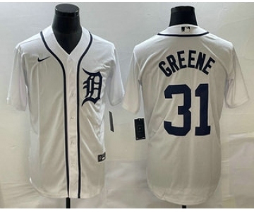 Men's Detroit Tigers #31 Riley Greene White Cool Base Stitched Jersey