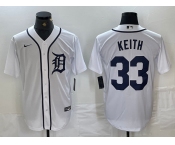 Men's Detroit Tigers #33 Colt Keith White Cool Base Stitched Jersey