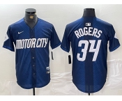 Men's Detroit Tigers #34 Jake Rogers 2024 Navy City Connect Cool Base Limited Stitched Jersey