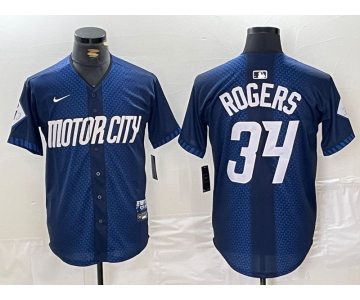 Men's Detroit Tigers #34 Jake Rogers 2024 Navy City Connect Cool Base Limited Stitched Jersey