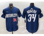 Men's Detroit Tigers #34 Jake Rogers 2024 Navy City Connect Cool Base Limited Stitched Jerseys